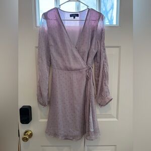 Lulu's Mauve Long Sleeve Wrap Dress